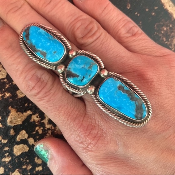Vintage silver turquoise ring - Picture 9 of 10